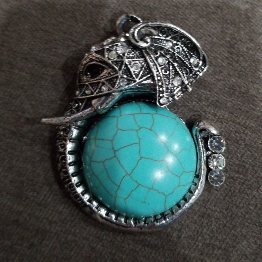 Elephant Pendant turquoise silver